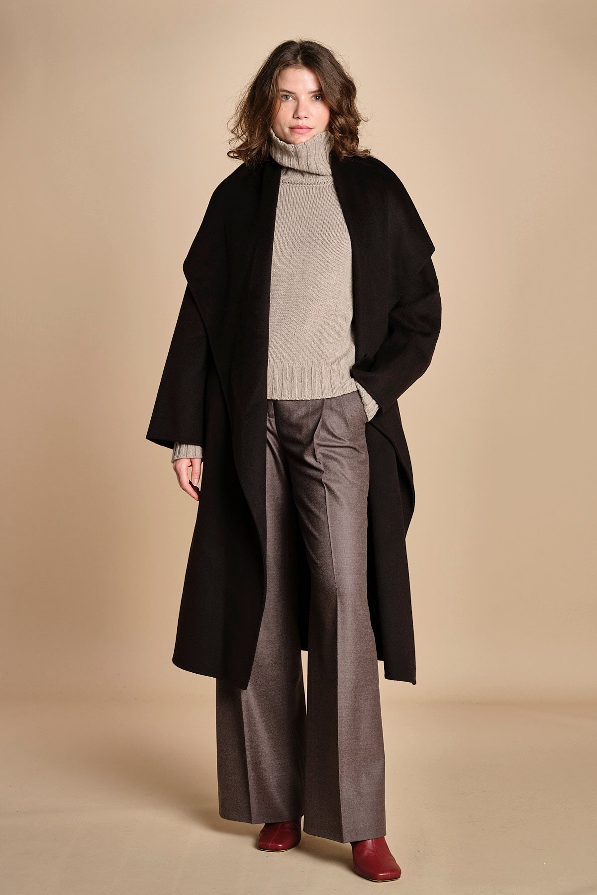 cappotto vestaglia double collo grande CARRIE ROSE  IO111048 BR291 ivy oak 