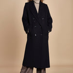 cappotto doppiopetto in panno CLEMENCE IO111135 BL900 ivy oak 