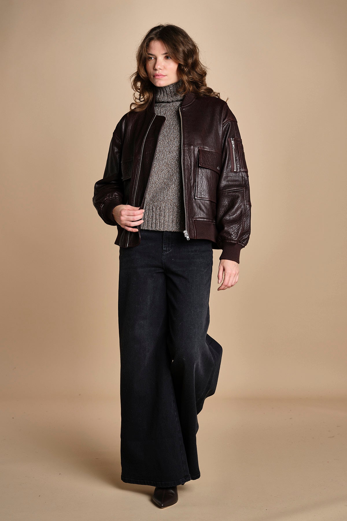 LARA bomber in pelle LARA IO118048 RE401 ivy oak 