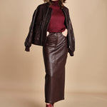 LISANNE gonna longuette in pelle LISANNE  IO118050 RE401 ivy oak 