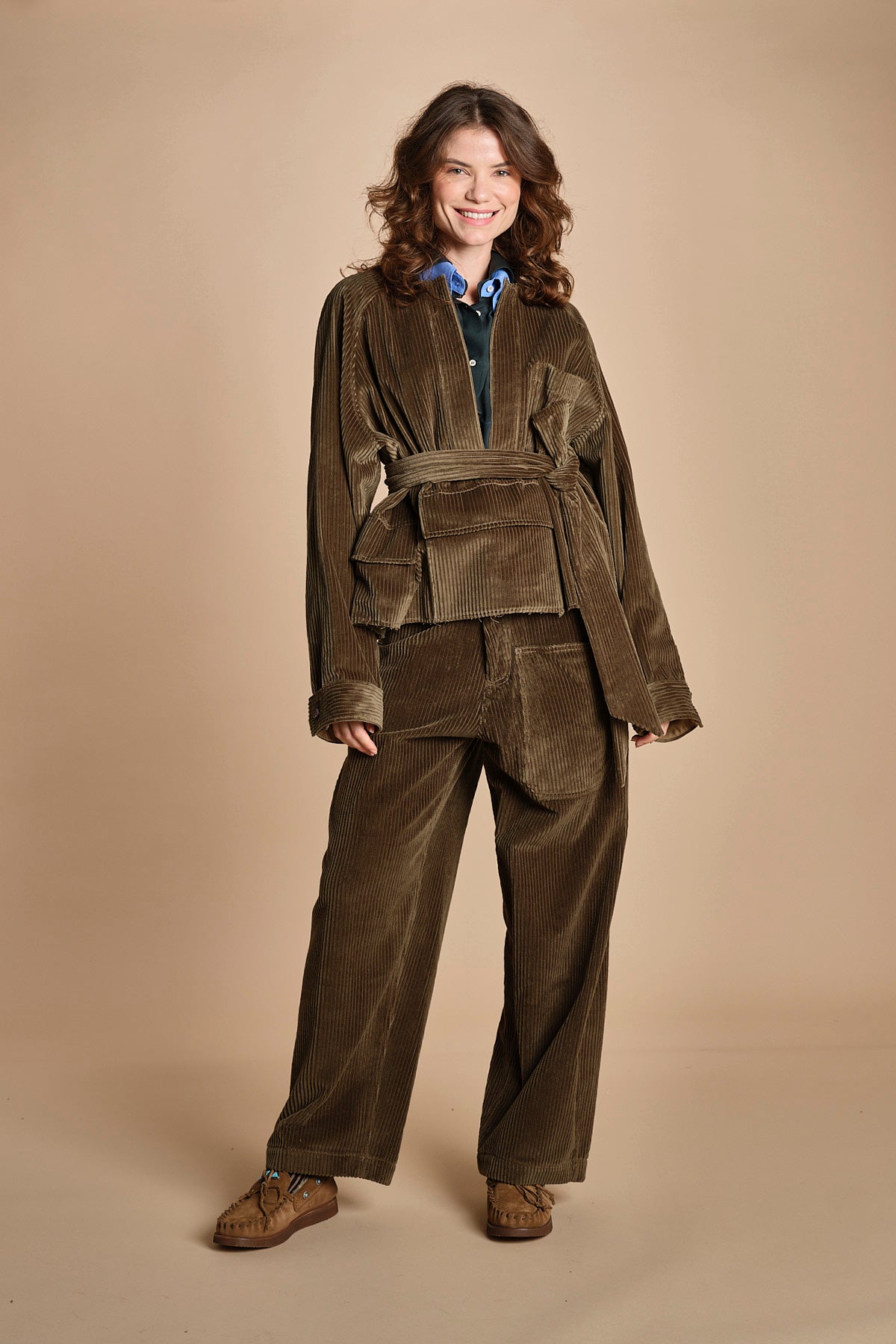 parka in velluto a coste GIULIO SHIRT MJD139_612000 J0217 MILITARY GREEN jejia 