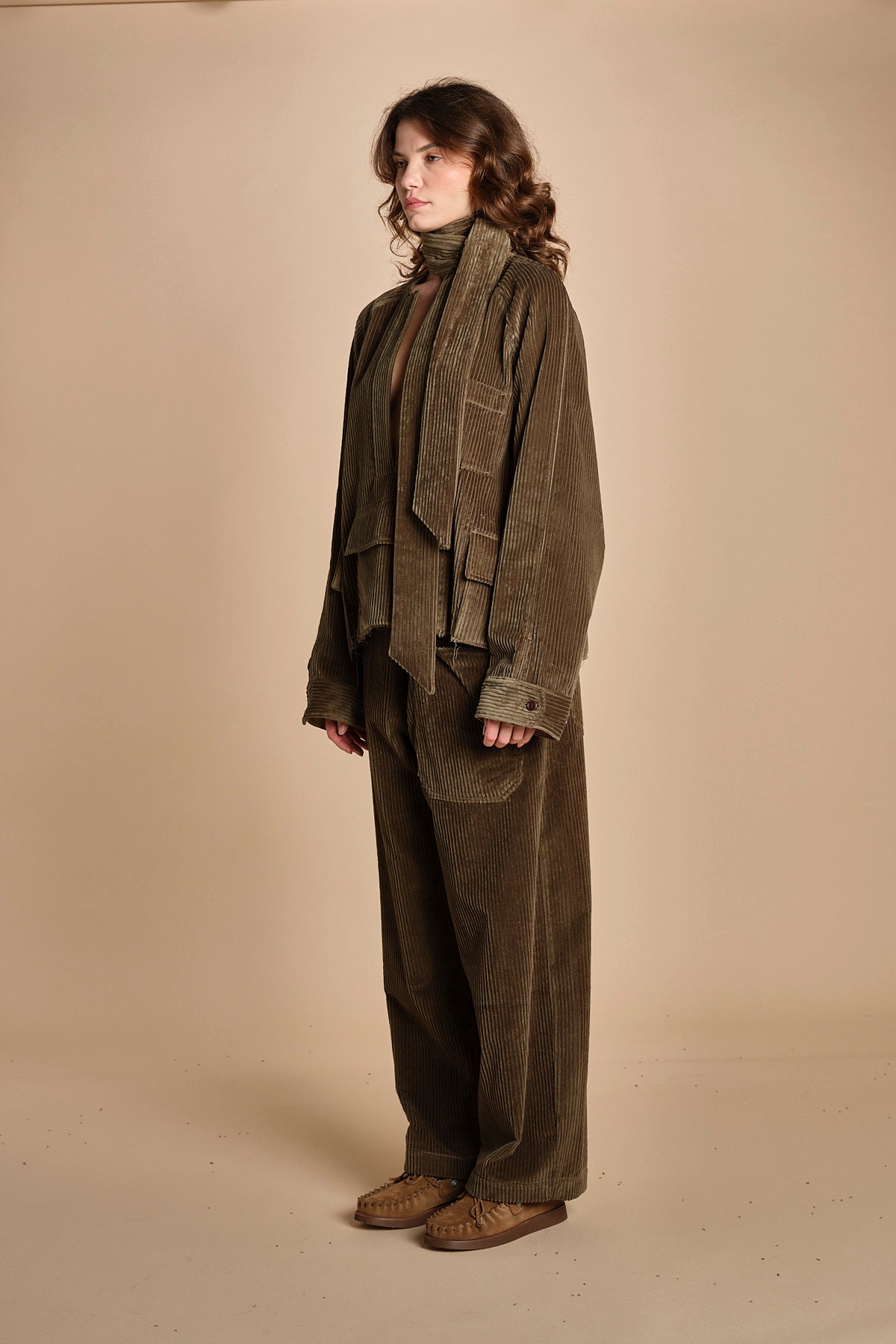 parka in velluto a coste GIULIO SHIRT MJD139_612000 J0217 MILITARY GREEN jejia 