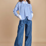 camicia a righe con doppio colletto CRAZY SHIRT MJD142B4H8016 J0233 LIGHT BLUE jejia 