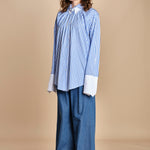 camicia a righe con doppio colletto CRAZY SHIRT MJD142B4H8016 J0233 LIGHT BLUE jejia 