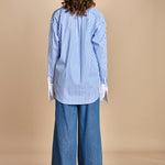 camicia a righe con doppio colletto CRAZY SHIRT MJD142B4H8016 J0233 LIGHT BLUE jejia 