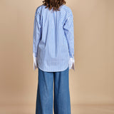 camicia a righe con doppio colletto CRAZY SHIRT MJD142B4H8016 J0233 LIGHT BLUE jejia 