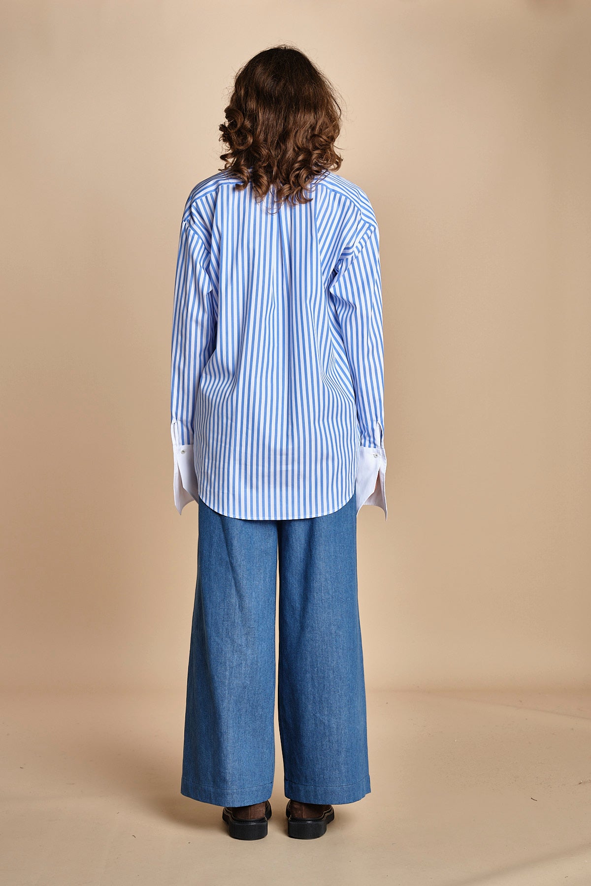 camicia a righe con doppio colletto CRAZY SHIRT MJD142B4H8016 J0233 LIGHT BLUE jejia 