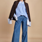 camicia a righe con doppio colletto CRAZY SHIRT MJD142B4H8016 J0233 LIGHT BLUE jejia 