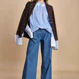 camicia a righe con doppio colletto CRAZY SHIRT MJD142B4H8016 J0233 LIGHT BLUE jejia 
