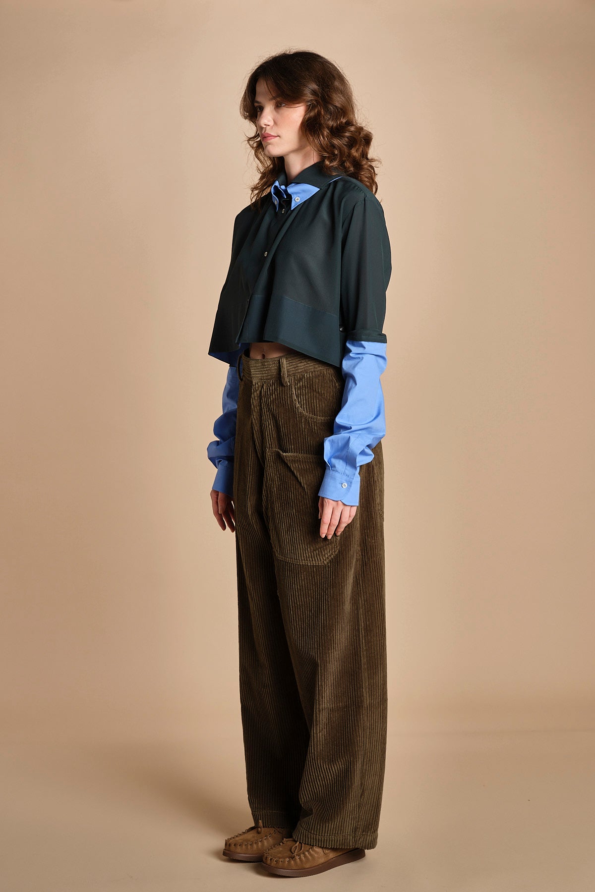 camicia cropped di seta CRAZY BABY MJD142_4141BI J0224 MILITARY GREEN jejia 