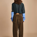camicia cropped di seta CRAZY BABY MJD142_4141BI J0224 MILITARY GREEN jejia 