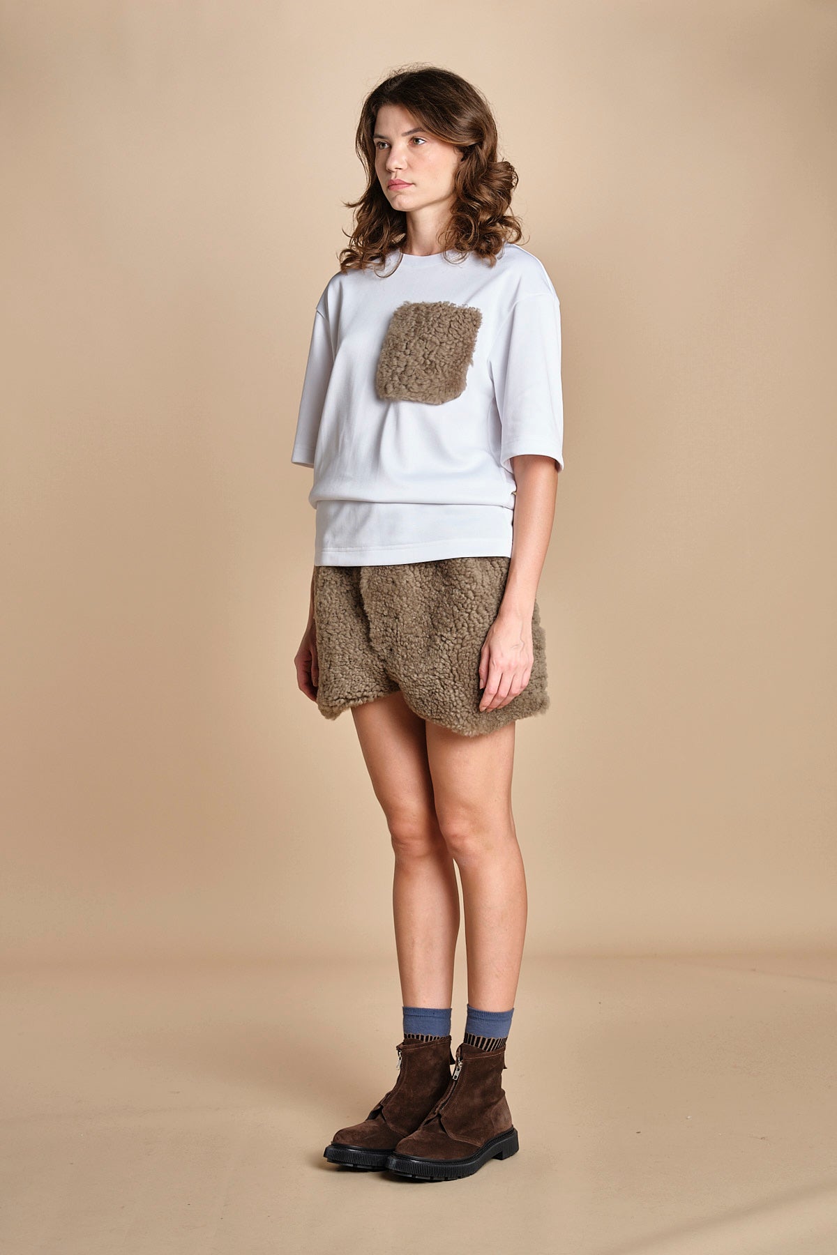 in cotone con tasca in montone TOM T-SHIRT MJD148PAT2977 J0248 WHITE jejia 
