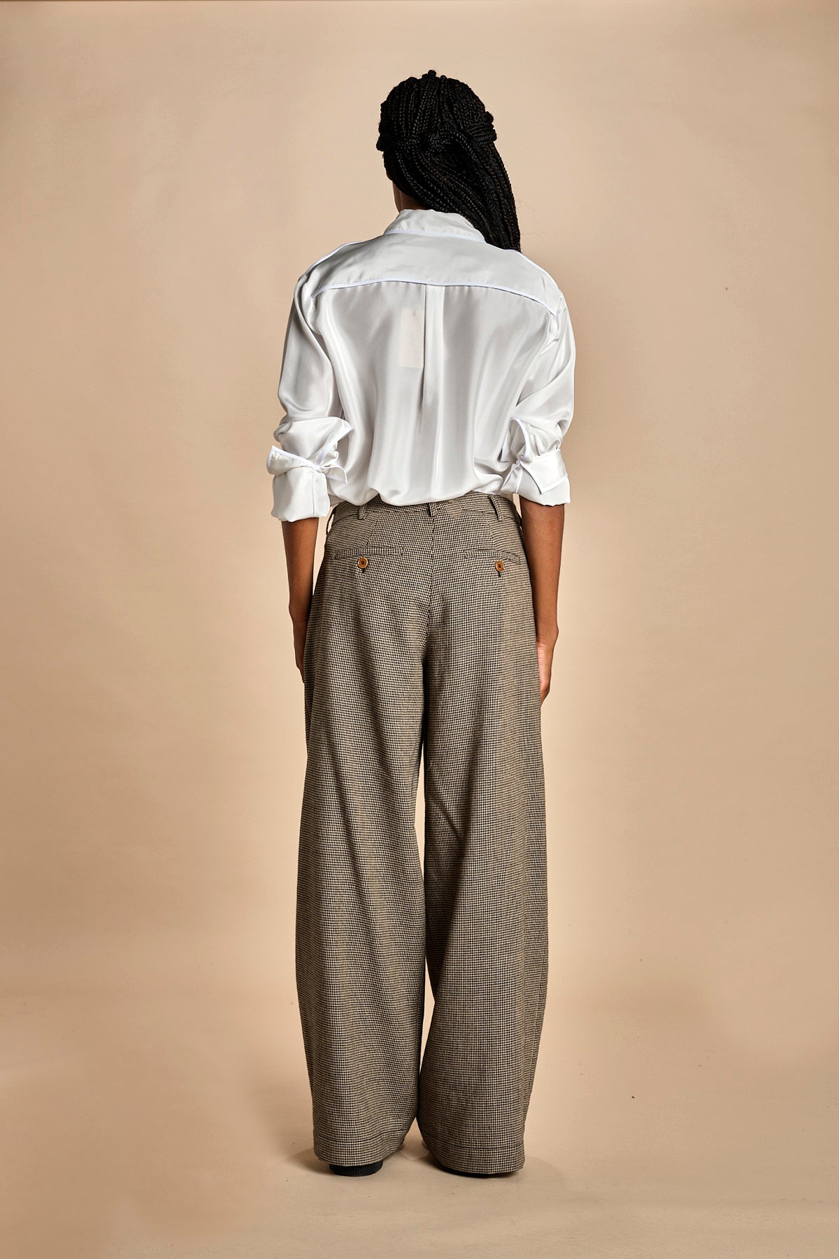 pantaloni in piede de poule con pinces KATHERINE MJD217_A0CW16 BLK BRWN jejia 