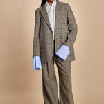 pantaloni in piede de poule con pinces KATHERINE MJD217_A0CW16 BLK BRWN jejia 