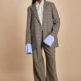 pantaloni in piede de poule con pinces KATHERINE MJD217_A0CW16 BLK BRWN jejia 