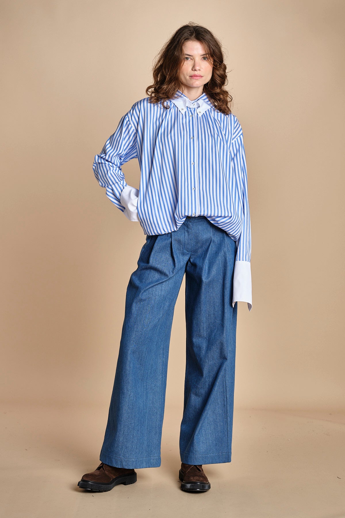 pantalone in denim con pinces KATHERINE MJD217_ATEX45 J0051 BLUE DENIM jejia 