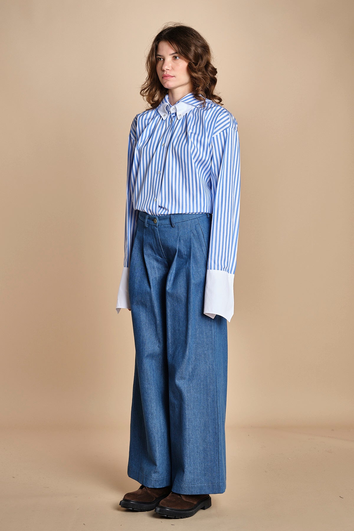 pantalone in denim con pinces KATHERINE MJD217_ATEX45 J0051 BLUE DENIM jejia 