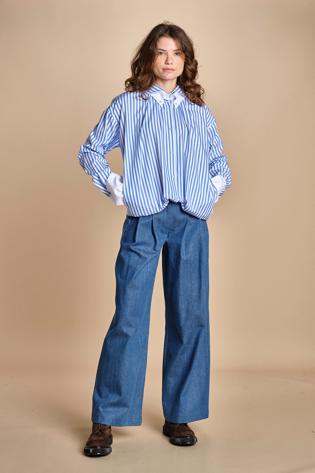 pantalone in denim con pinces KATHERINE MJD217_ATEX45 J0051 BLUE DENIM jejia 
