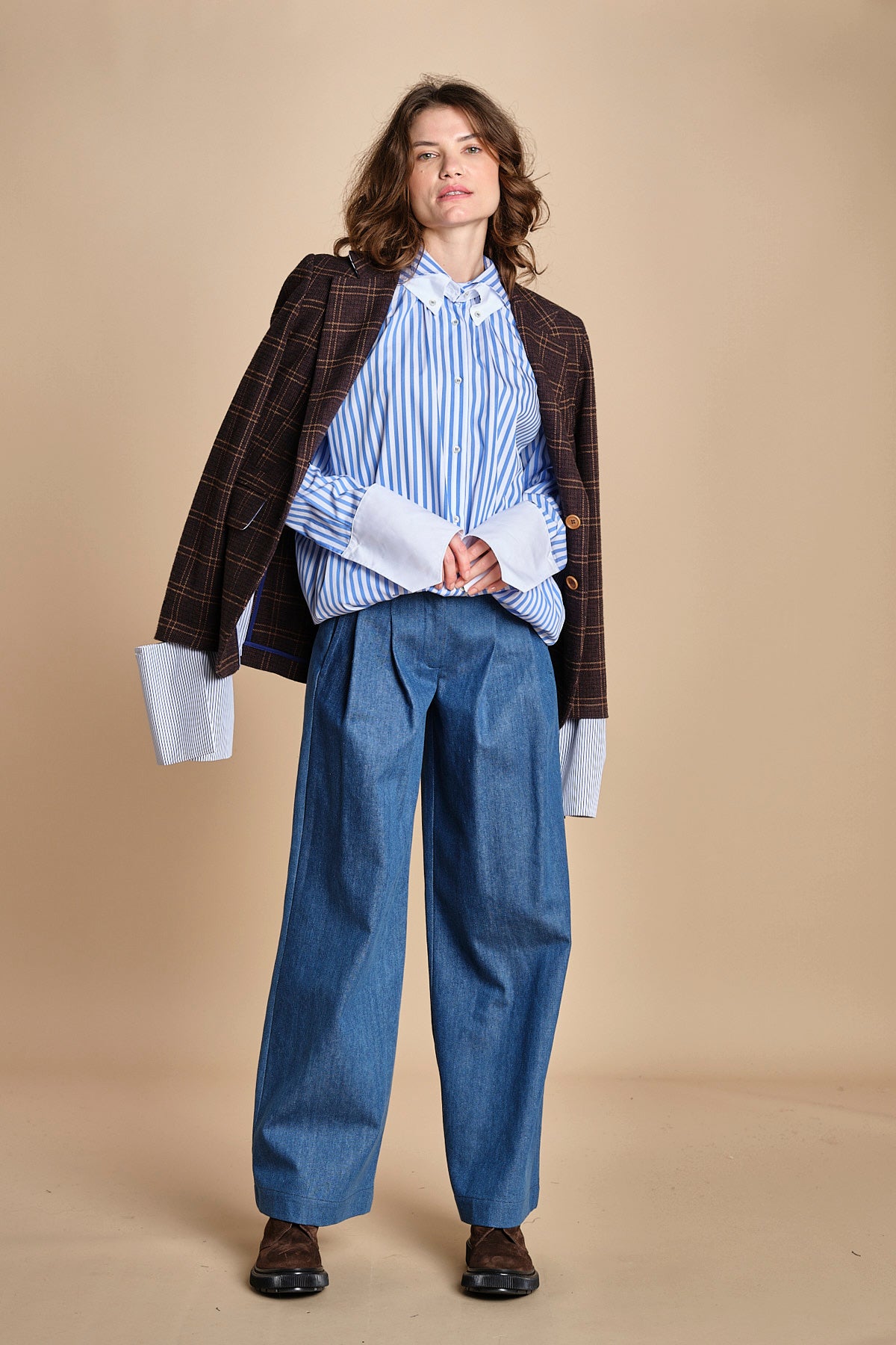 pantalone in denim con pinces KATHERINE MJD217_ATEX45 J0051 BLUE DENIM jejia 