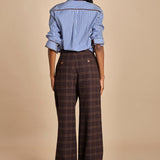 pantalone diritto in galles JEAN MJD223_A26240 BRWN COTTON CHECK jejia 