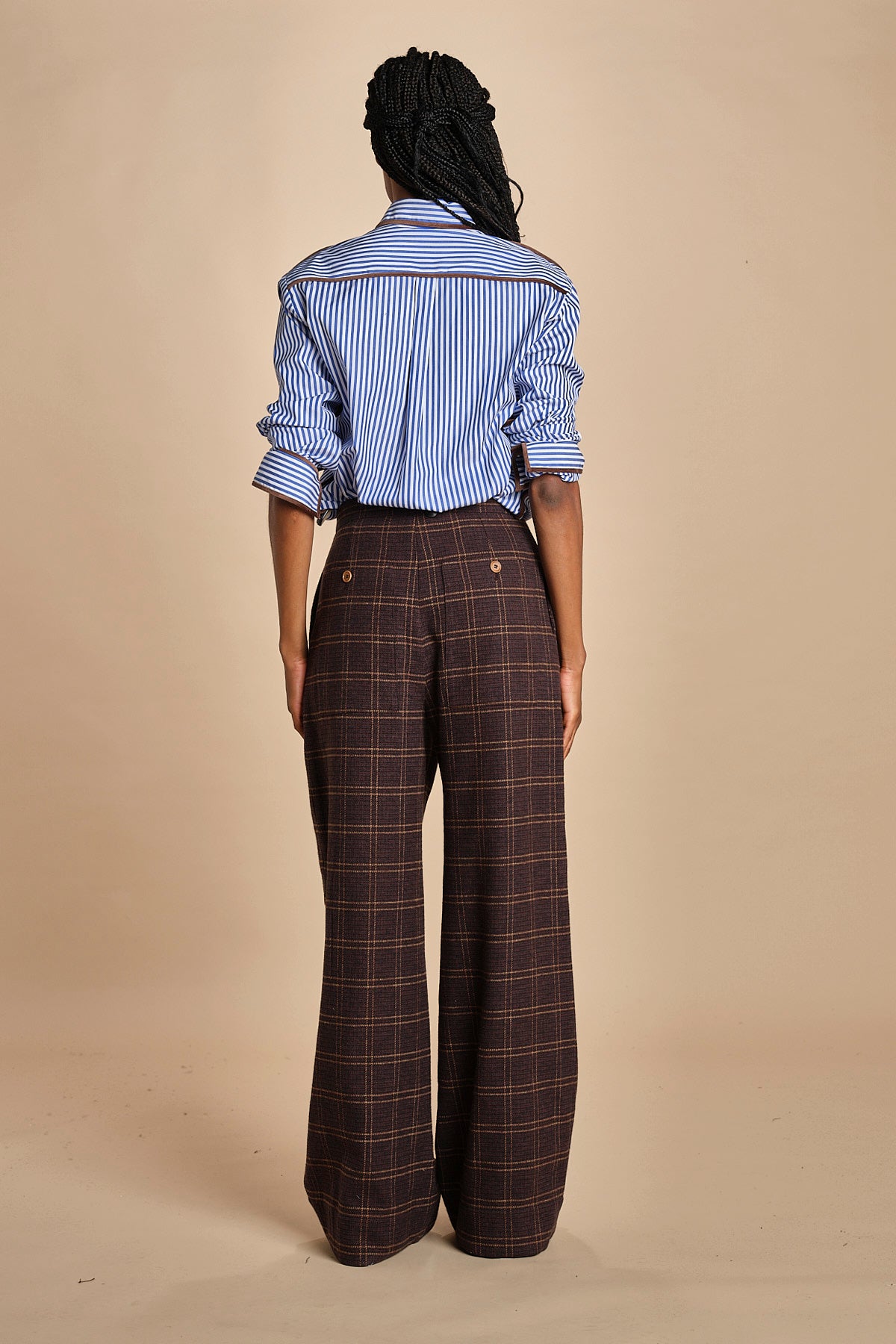 pantalone diritto in galles JEAN MJD223_A26240 BRWN COTTON CHECK jejia 