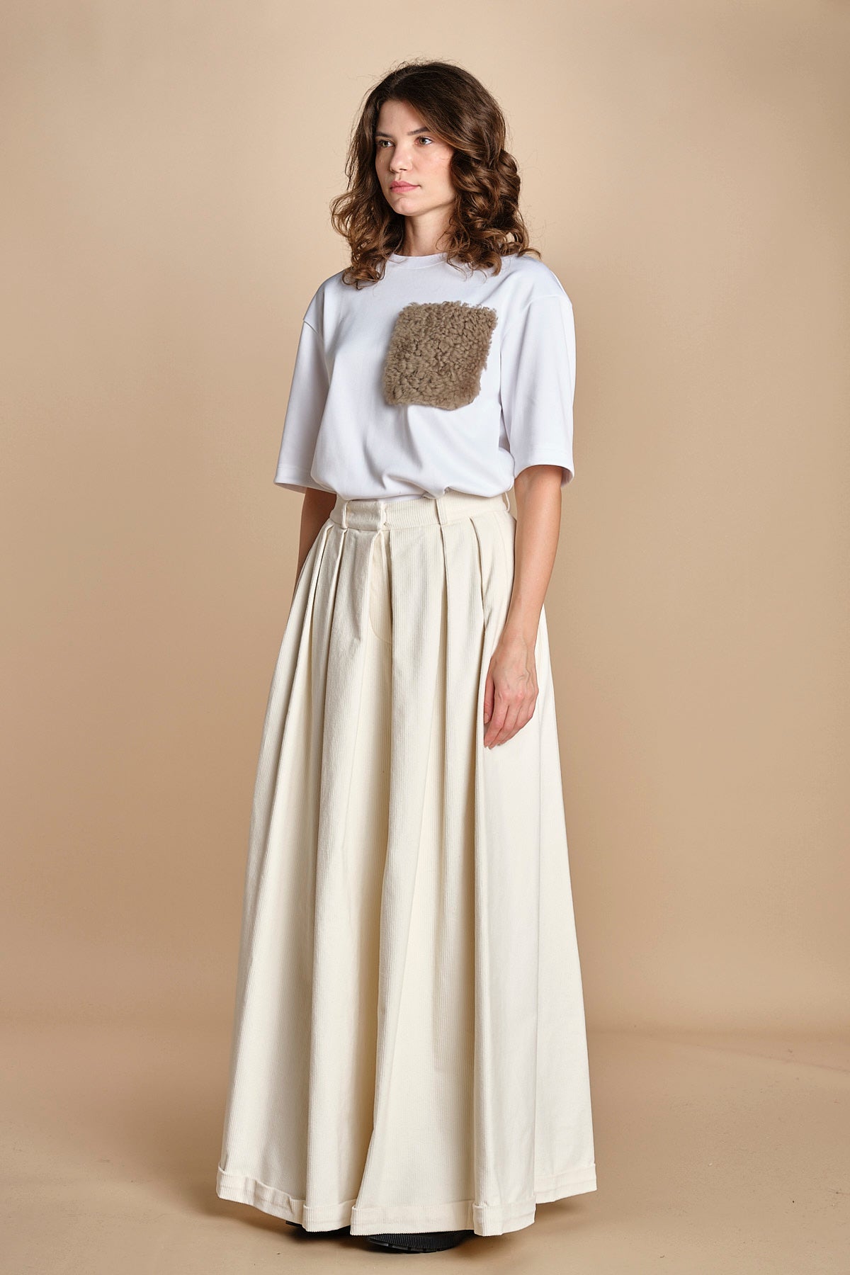 pantalone over in velluto BIRKIN MJD228_ATEX40 J0236 CREAM jejia 