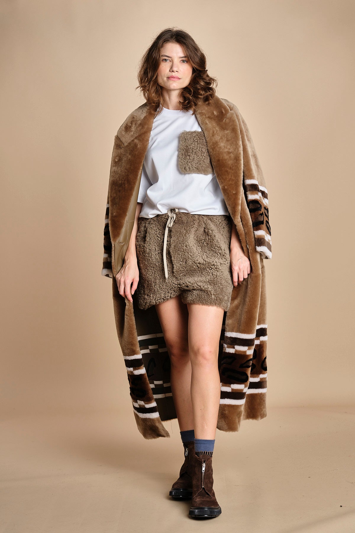 metà montone e metà in cotone NORMA SHORT MJD233AATEX72 J0229 DOVE FUR jejia 