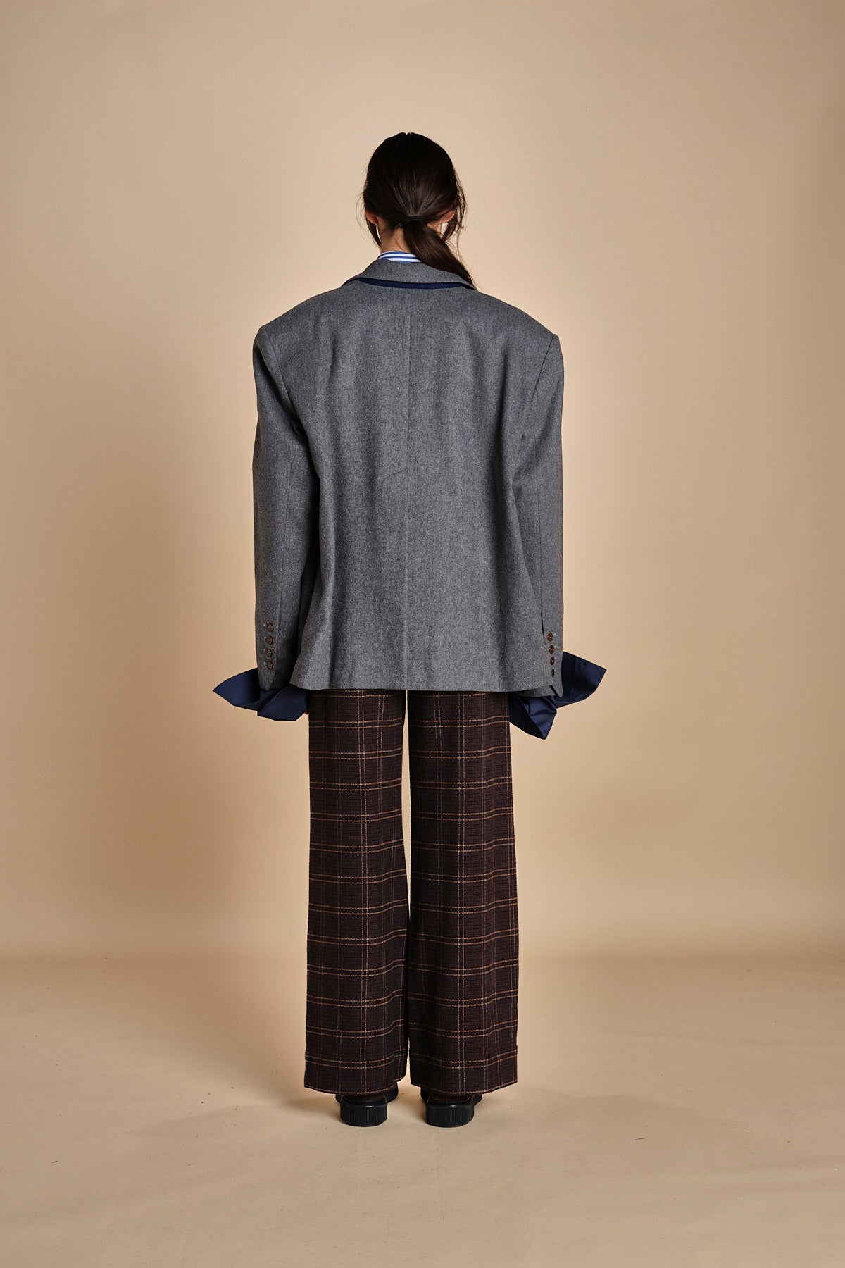blazer doppiopetto over in flanella OLLY  MJD503_A60003 1002 MEDIUM GREY FLANEL jejia 