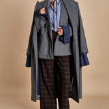 blazer doppiopetto over in flanella OLLY  MJD503_A60003 1002 MEDIUM GREY FLANEL jejia 
