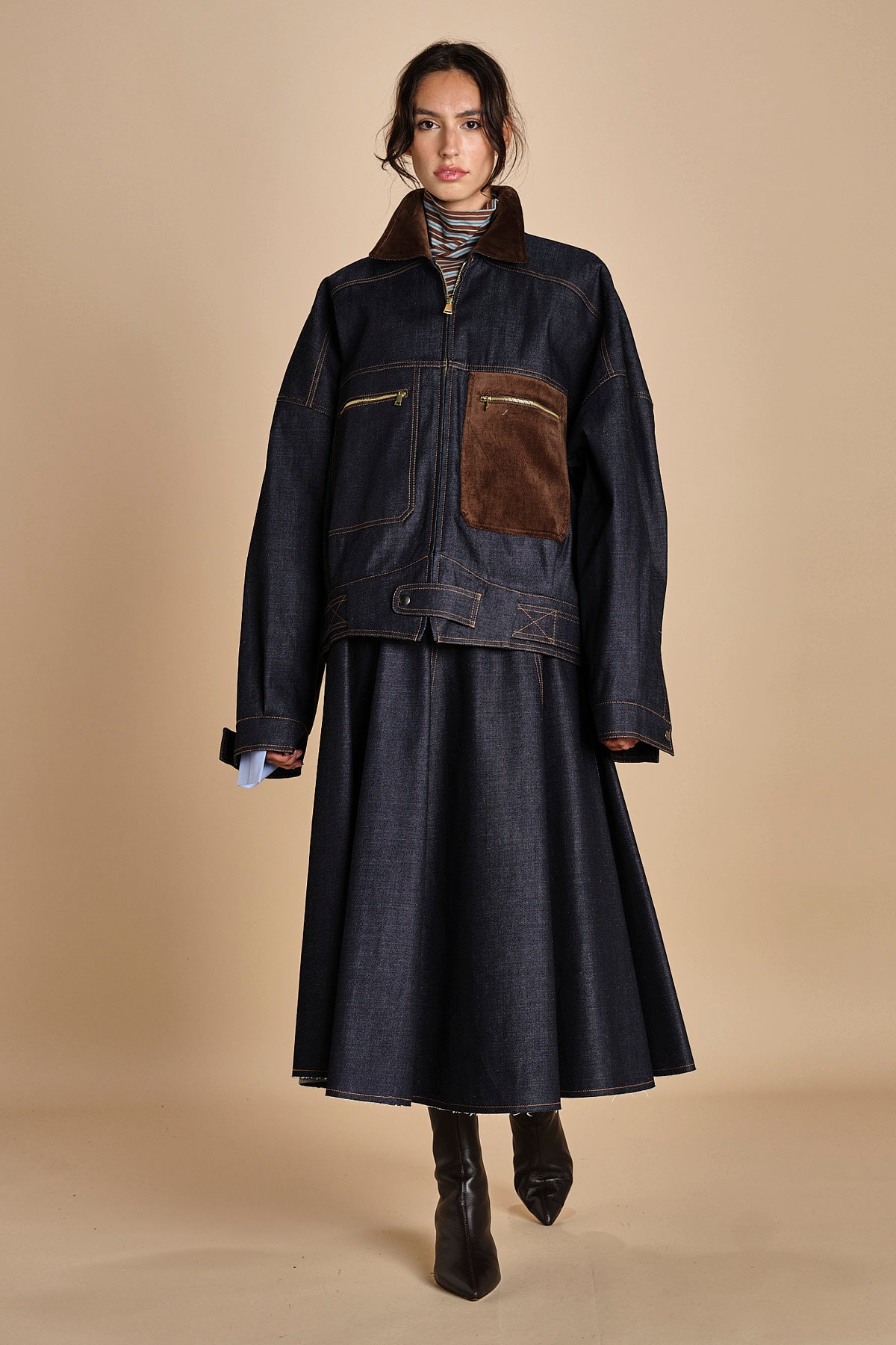 CARLO BOMBER giubbotto in denim MJD507_mr0710 BLUE JEANS WBK jejia 