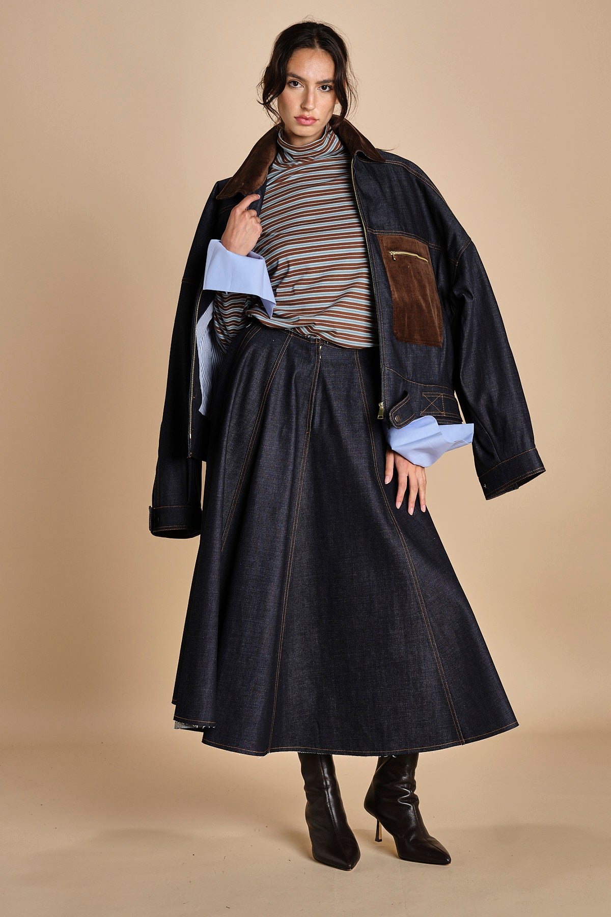 CARLO BOMBER giubbotto in denim MJD507_mr0710 BLUE JEANS WBK jejia 