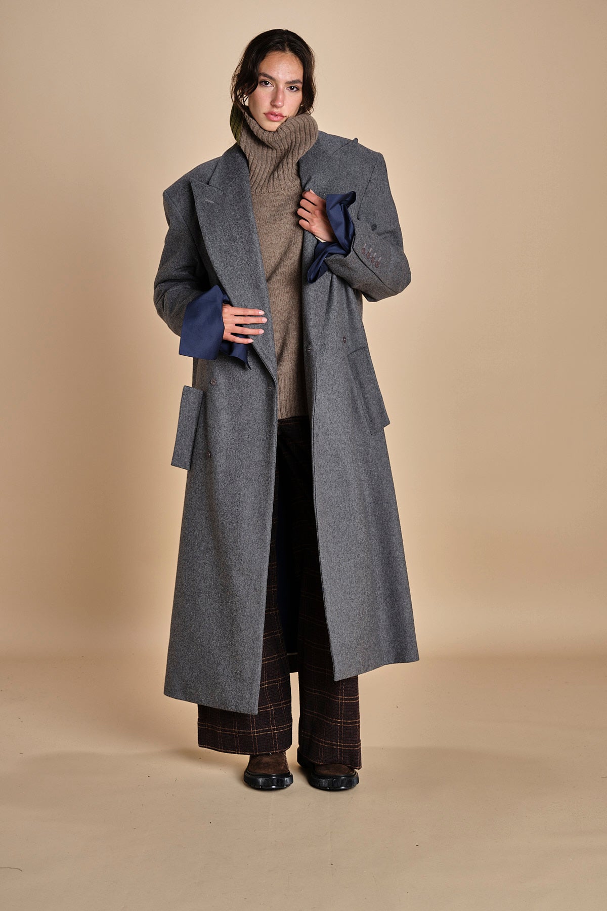 OLLY COAT cappotto doppiopetto in flanella over MJD517_A60003 1002 GREY jejia 