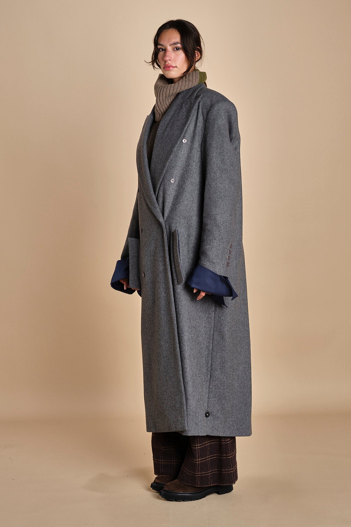 OLLY COAT cappotto doppiopetto in flanella over MJD517_A60003 1002 GREY jejia 