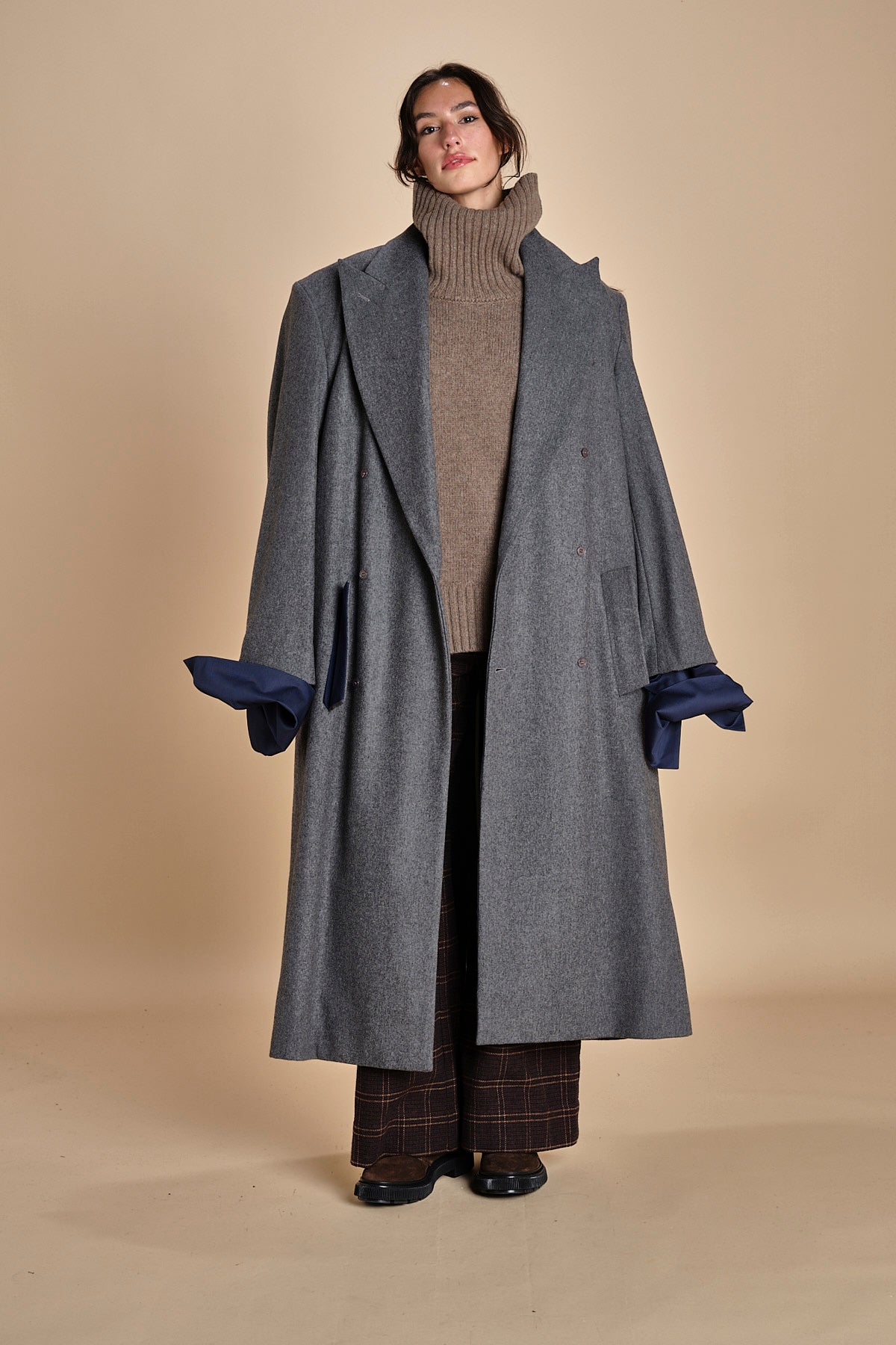 OLLY COAT cappotto doppiopetto in flanella over MJD517_A60003 1002 GREY jejia 