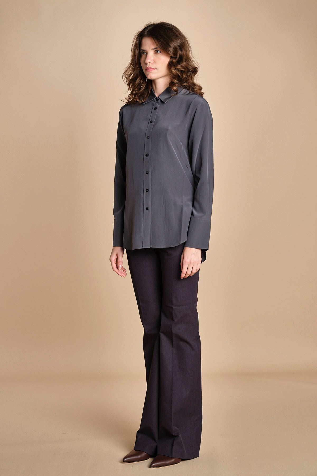 camicia da uomo in seta JOE  JF009423 0211 SMOKE joseph 