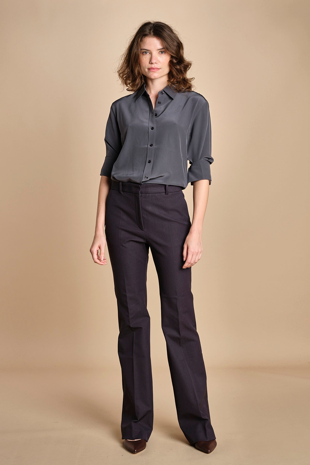 camicia da uomo in seta JOE  JF009423 0211 SMOKE joseph 