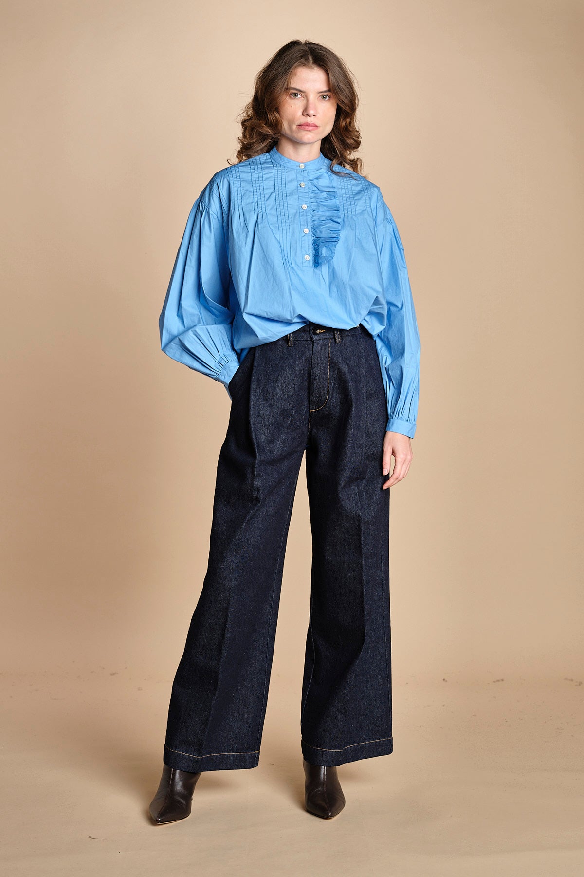 camicia con nervature e rouches FA BLUE laurence bras 