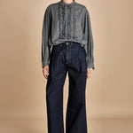 camicia voille lana con rouches MAGRITTE LIGHT GREY laurence bras 