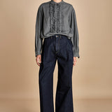 camicia voille lana con rouches MAGRITTE LIGHT GREY laurence bras 