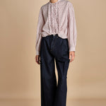 camicia voille lana con rouches MAGRITTE RED_WHITE CHECKS laurence bras 