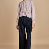 camicia voille lana con rouches MAGRITTE RED_WHITE CHECKS laurence bras 