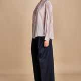 camicia voille lana con rouches MAGRITTE RED_WHITE CHECKS laurence bras 