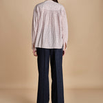 camicia voille lana con rouches MAGRITTE RED_WHITE CHECKS laurence bras 