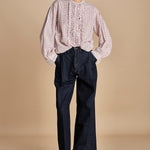 camicia voille lana con rouches MAGRITTE RED_WHITE CHECKS laurence bras 