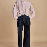 camicia voille lana con rouches MAGRITTE RED_WHITE CHECKS laurence bras 
