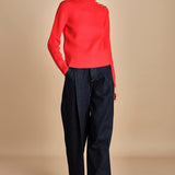 dolcevita con bottoni oro MAILLON BRIGHT RED laurence bras 