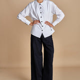 camicia con bottoni in swarosky RAMPLINGO WHITE laurence bras 