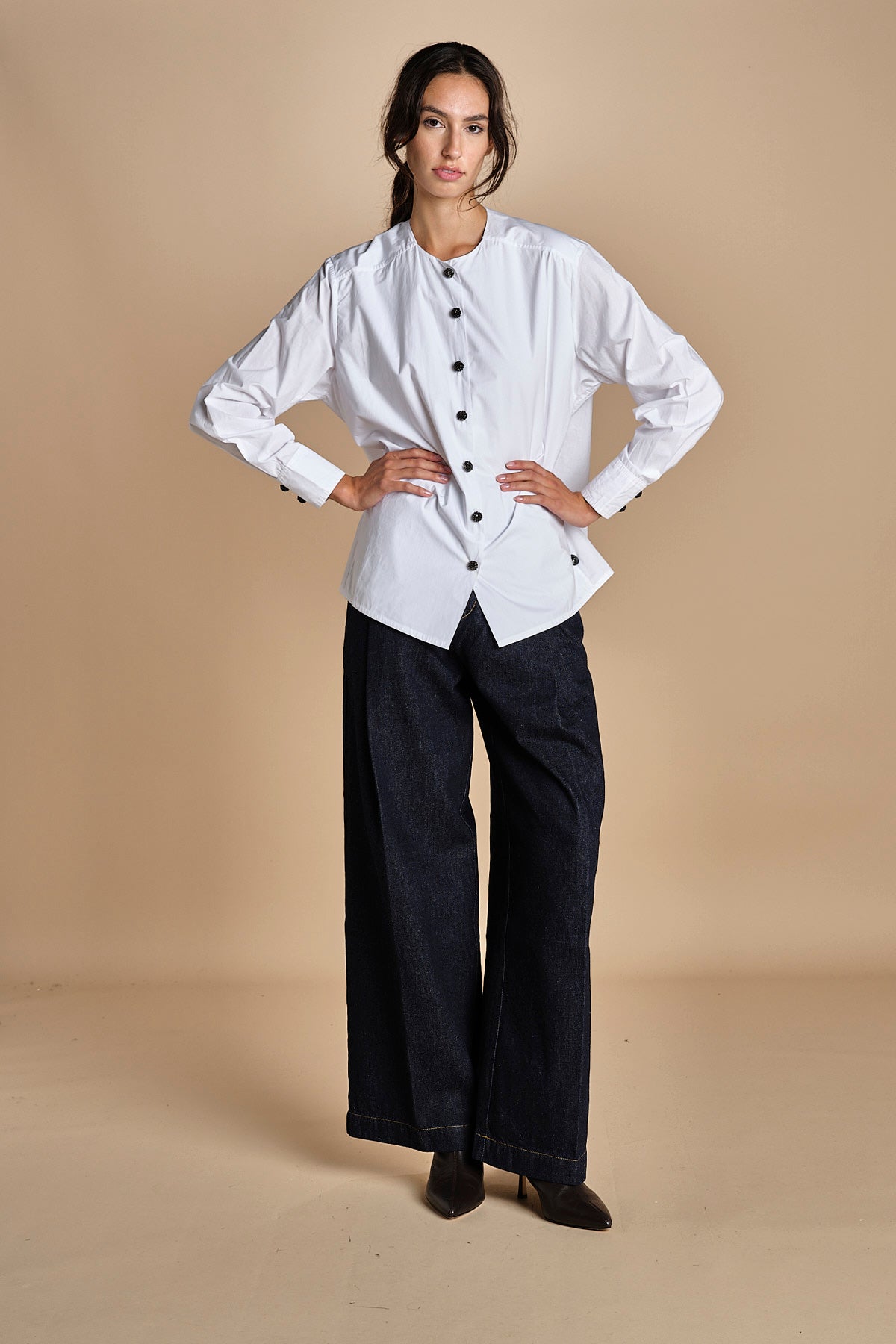 camicia con bottoni in swarosky RAMPLINGO WHITE laurence bras 