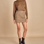 gonna con bordo in pelle ANDINE TAUPE malina 