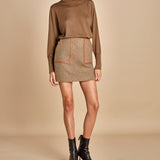 gonna con bordo in pelle ANDINE TAUPE malina 
